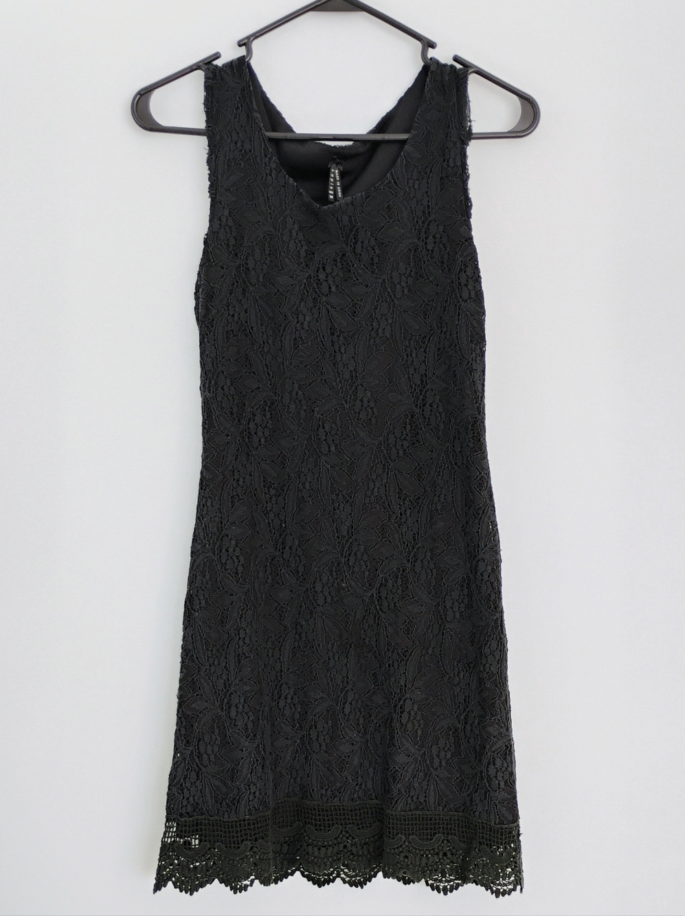 Classic Lapis Black Lace Vintage Inspired Sleeveless Lined Sheath  Dress - M